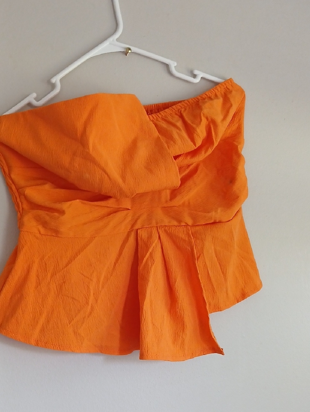 Orange Strapless Peplum Crop Top - Unbranded